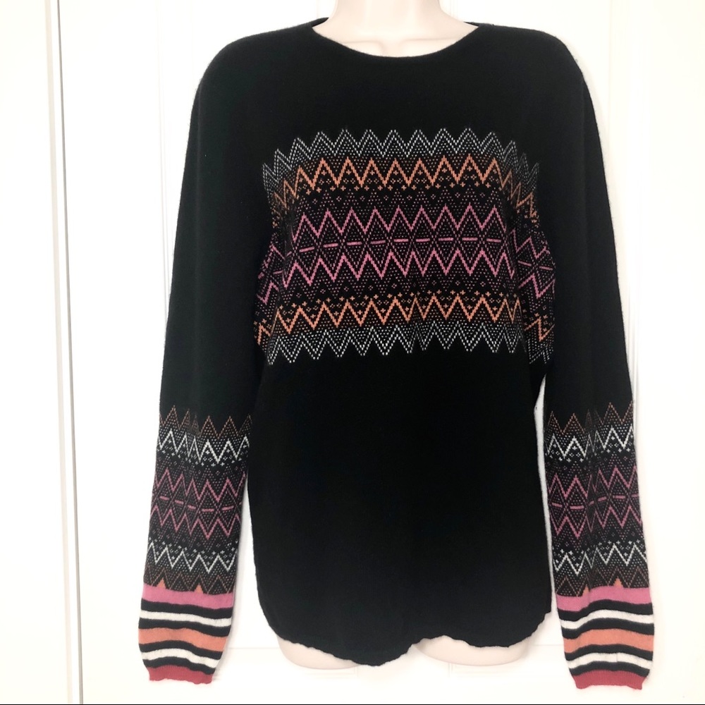 MAGASCHONI 100% Cashmere Ski Design Sweater Large